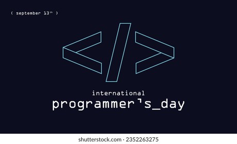 International programmer day. Programmer symbol vector illustration on black background. September 13th. Perfect for banners, web, greeting cards, social media etc