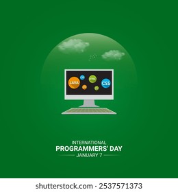 Día Internacional de los Programadores. Día de los programadores Diseño creativo para Anuncio, póster, Ilustraciones 3D.