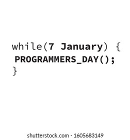 International Programmers' Day on 7 January. Clean white background with code statement