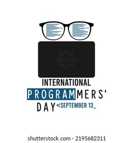 International programmers day on white background. September 13. Glasses icon. Flat design vector illustration.