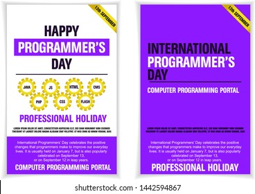 International programmers day. Professional holiday. Greeting card. Computer programing portal. Vector illustration. 