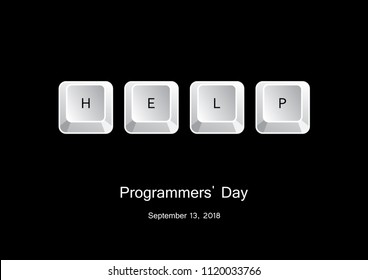 International Programmers' Day vector. Vector illustration keyboard keys. Keyboard on a black background. Help on the keyboard. Important day