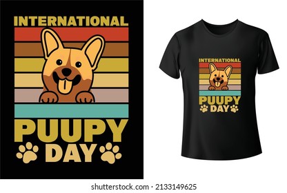 International Puppy day T-Shirt Design,  Unique, And Colorful Puppy T-Shirt Design.