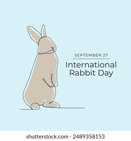 International Rabbit Day vector design template good for celebration for usage. Rabbit design. Continuous line. eps 10.