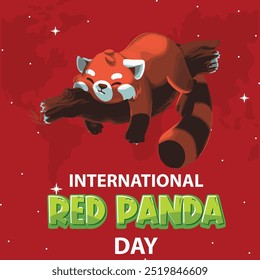 Diseño de cartel de Vector de texto del Día Internacional del Panda Rojo, diseño de tipografía del panda rojo, 21 de septiembre