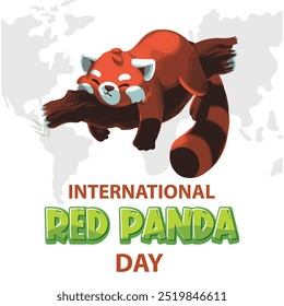 Diseño de cartel de Vector de texto del Día Internacional del Panda Rojo, diseño de tipografía del panda rojo, 21 de septiembre