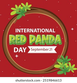 Diseño de cartel de Vector de texto del Día Internacional del Panda Rojo, diseño de tipografía del panda rojo, 21 de septiembre