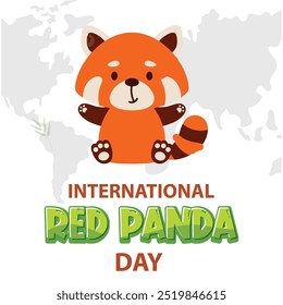 Diseño de cartel de Vector de texto del Día Internacional del Panda Rojo, diseño de tipografía del panda rojo, 21 de septiembre