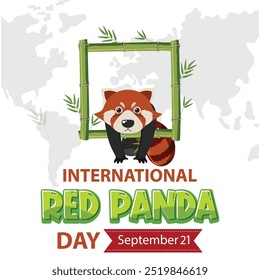 Diseño de cartel de Vector de texto del Día Internacional del Panda Rojo, diseño de tipografía del panda rojo, 21 de septiembre