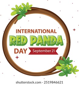 Diseño de cartel de Vector de texto del Día Internacional del Panda Rojo, diseño de tipografía del panda rojo, 21 de septiembre