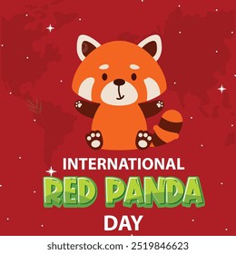 Diseño de cartel de Vector de texto del Día Internacional del Panda Rojo, diseño de tipografía del panda rojo, 21 de septiembre