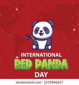 Diseño de cartel de Vector de texto del Día Internacional del Panda Rojo, diseño de tipografía del panda rojo, 21 de septiembre