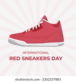 International red sneakers day vector illustration, suitable for web banner poster, banner, social media post or card campaign