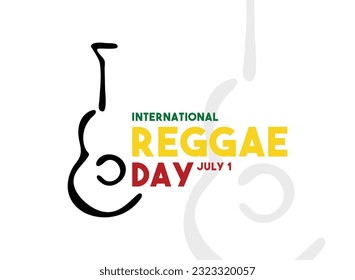 International Reggae Day. July 1. Abstract guitar line vector. Doodle. Flat design vector. Eps 10.