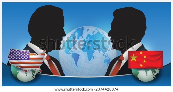 International
Relations President Joe Biden of the United States and President of
China Xi Jingping vector illustration
