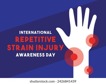 International Repetitive Strain Injury Awareness Day. Flat design vector. Poster, banner, card, background. Eps 10.