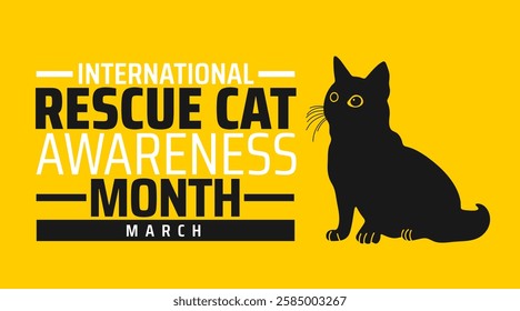 International Rescue Cat Awareness Month background banner or poster design template. observed every year in March. Holiday concept. Use to any Template, card, poster, placard, template.