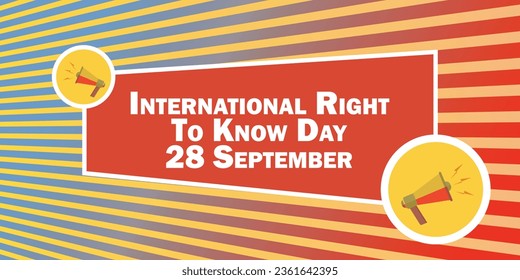 International Right To Know Day  vector banner design with geometric shapes and vibrant colors on a horizontal background. Happy International Right To Know Day modern minimal poster.