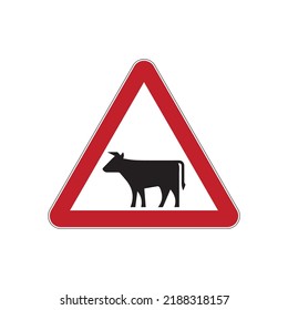 International Road sign Cattle drive isolated on white background. Traffic symbol. Vector illustration.
