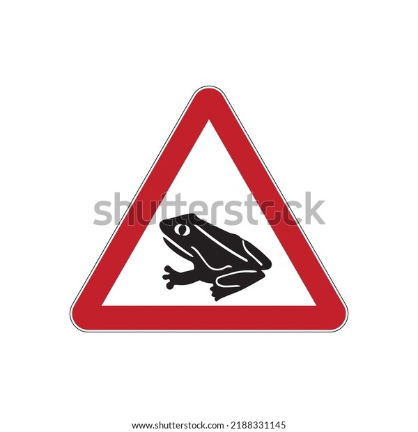 International road sign seasonal migrations\
of amphibians isolated on white background. Traffic symbol. Vector\
illustration.