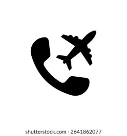 International roaming black icon. Flight mode. Thin line illustration. Mobile phone with plane. Contour symbol. Isolated vector line drawing. Editable stroke