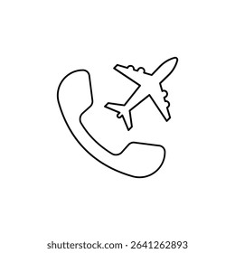 International roaming linear icon. Flight mode. Thin line illustration. Handset with plane. Contour symbol. Vector isolated outline drawing. Editable stroke