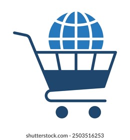 Ilustración vectorial de línea de icono de ventas internacionales