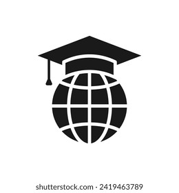 International school. Study abroad, world education icon flat style isolated on white background. Vector illustration