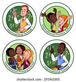 International School. Template logo. Vector Illustration on a White Background.