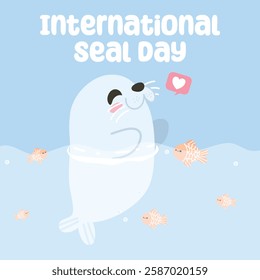 International Seal Day vector design for celebration. Suitable for background, template, social media, poster, flyer design, flat illustration, banner, etc 
