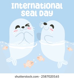 International Seal Day vector design for celebration. Suitable for background, template, social media, poster, flyer design, flat illustration, banner, etc 
