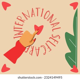 International self care day 24 July hand lettering vector illustration in script