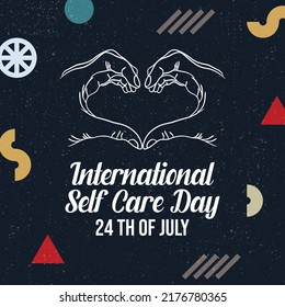 International self care day with vintage style illustration