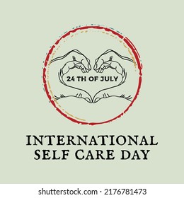 International self care day with vintage style illustration