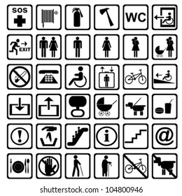 International service signs. All objects are isolated and grouped.