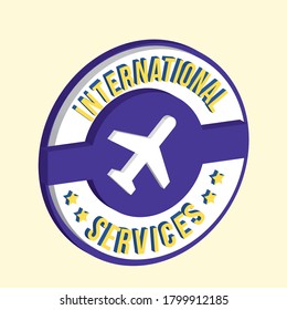 international services 3D vintage vector labe is the graphic arts,refers to pre-made images used to illustrate any medium. 