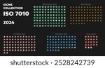 International set signs symbols ISO 7010. Used in industrial applications public buildings. Prohibited, Mandatory, Warning, Fire, Safe, First Aid. Print stickers posters, books and more