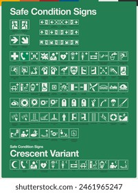 International set signs symbols ISO 7010. Used in industrial applications public buildings. Prohibited, Mandatory, Warning, Fire, Safe, First Aid. Print stickers posters, books and more