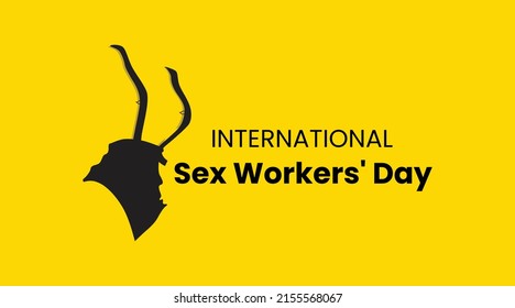 International Sex Workers Day vector illustration. Yellow background with female spaghetti strap dress silhouette. Sex Workers Day Poster, banner, background,  June 2. 