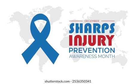 International Sharps Injury Prevention Awareness Month is observed every year on December. Medical Healthcare Awareness concept. background, placard, banner template Vector illustration design.