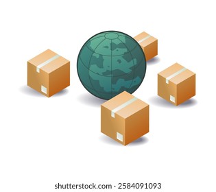 International shipping delivery business concept illustration