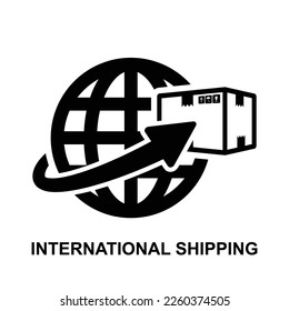 International shipping icon. Cargo delivery global world isolated on white background vector illustration.