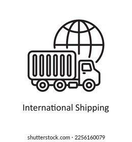 International Shipping Vector Outline Icon Design illustration. Shopping and E-Commerce Symbol on White background EPS 10 File