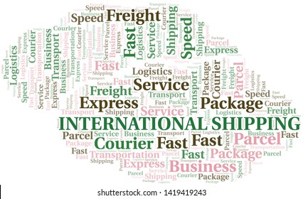 International Shipping word cloud. Wordcloud made with text only.