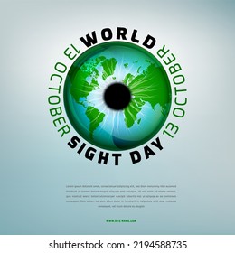 International sight day, observed annually on the second Thursday of October. Worldwide medical event. Global event meant to draw attention on blindness and vision impairment. Vector graphic design.