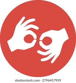 International Sign Language Interpreter Symbol on Red Circular Background