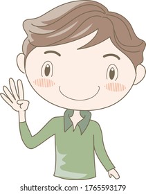 International sign language, Number four (Man)