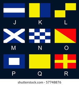International signals used by ships at sea, used to spell out short messages, or used individually or in combination each with a special meaning