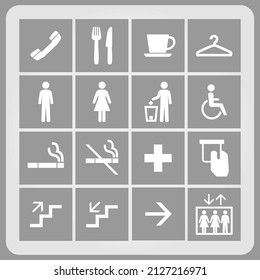 International signs building navigation icon. Icons in vector illustration.