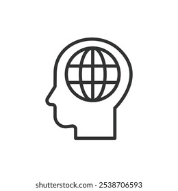 International skills, in line design. International, skills, global, expertise, multilingual, multicultural, proficiency on white background vector. International skills editable stroke icon